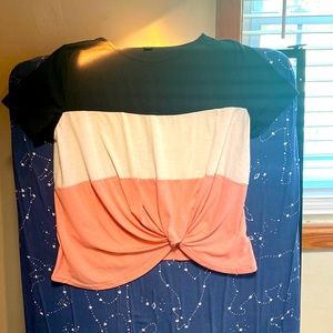 SHEIN large black, white and pink shirt fits like a medium